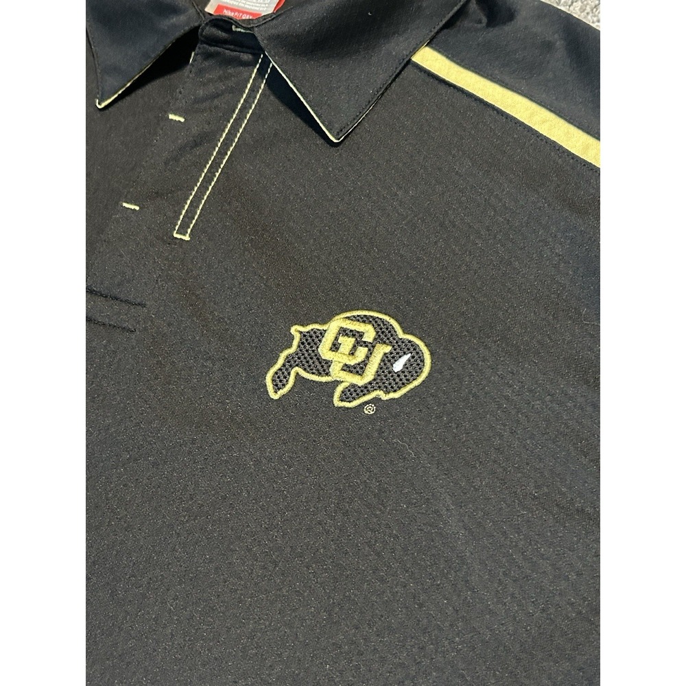 VTG 2000s Nike Team Fit Dry Colorado Buffaloes CU Buffs Polo Shirt Men's L Black - Picture 4 of 11